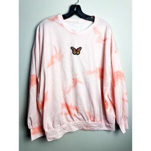 Romwe Tie Dye Butterfly Patch Crewneck Pullover Sweater Large Womens oversized